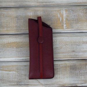 Étui à lunettes bordeaux grainé