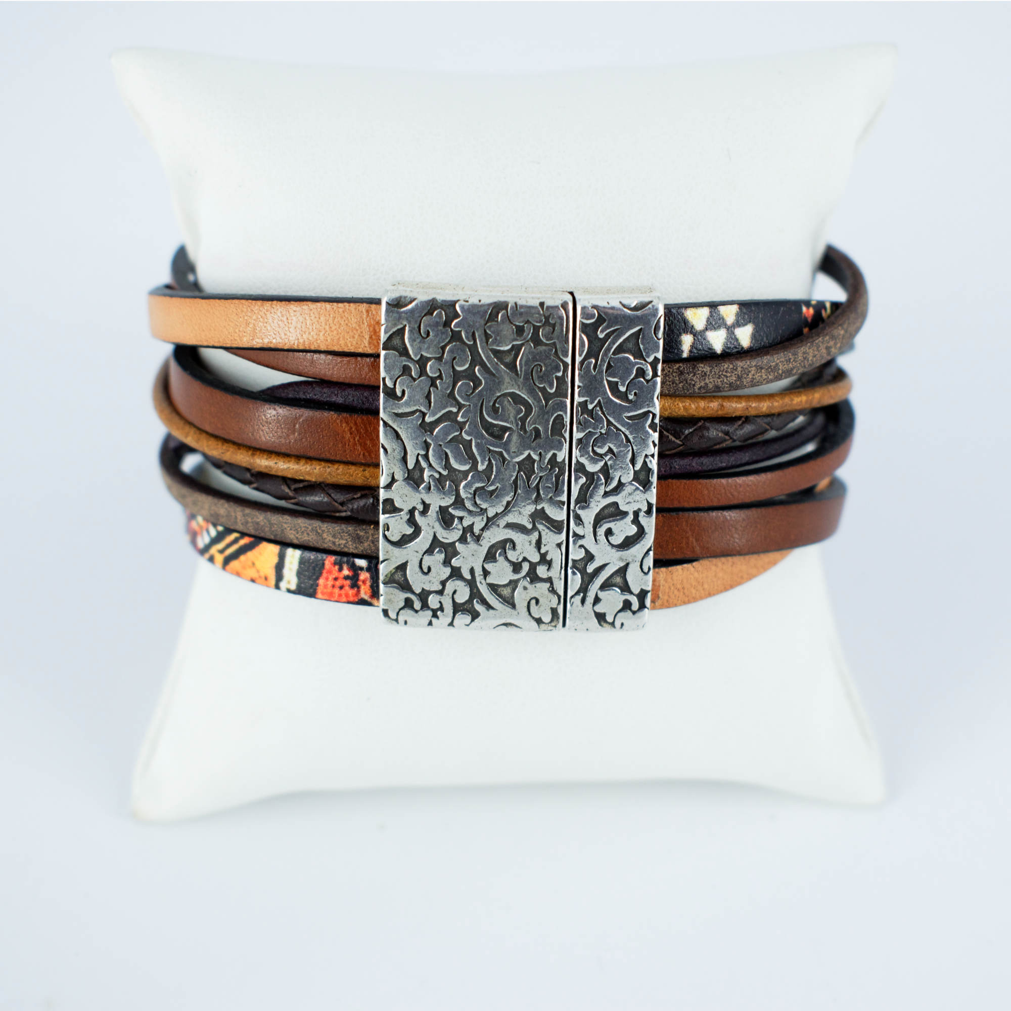 Bracelet cuir homme Azteque avec boucle