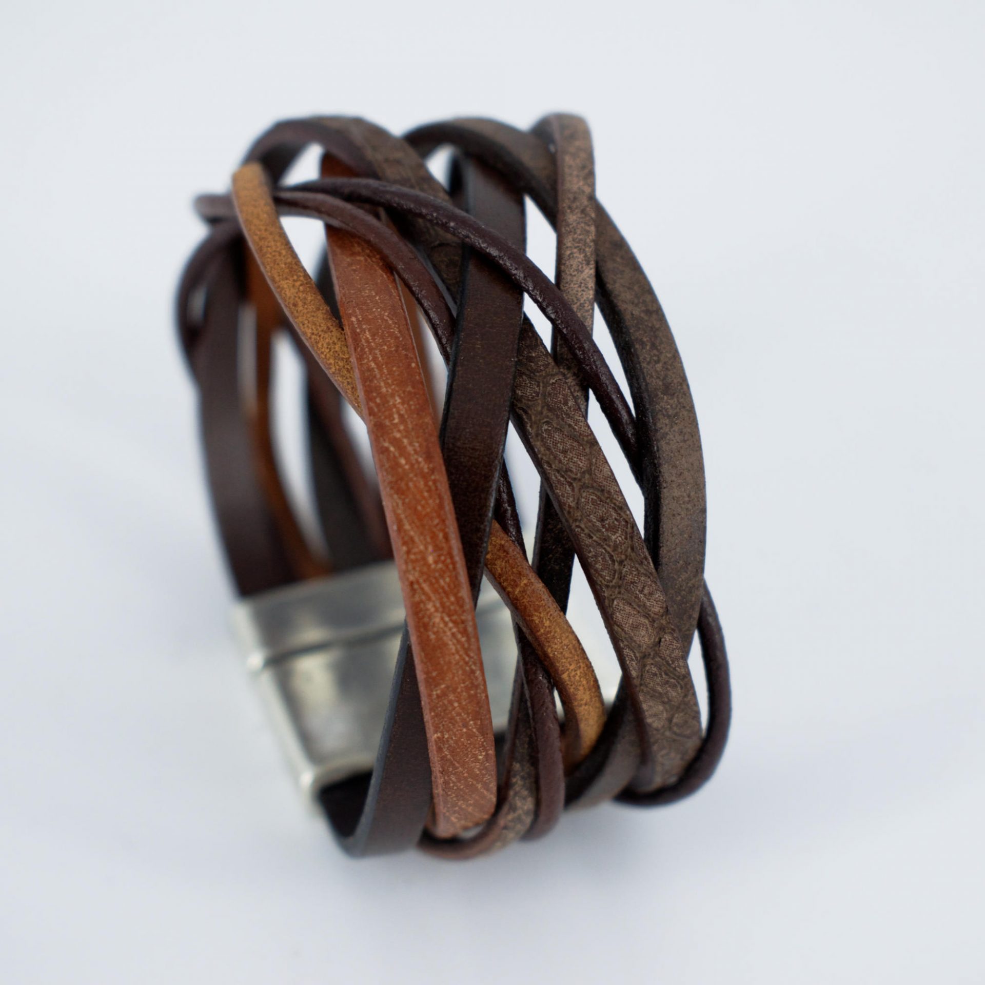 Bracelet cuir homme marron vintage enroulé