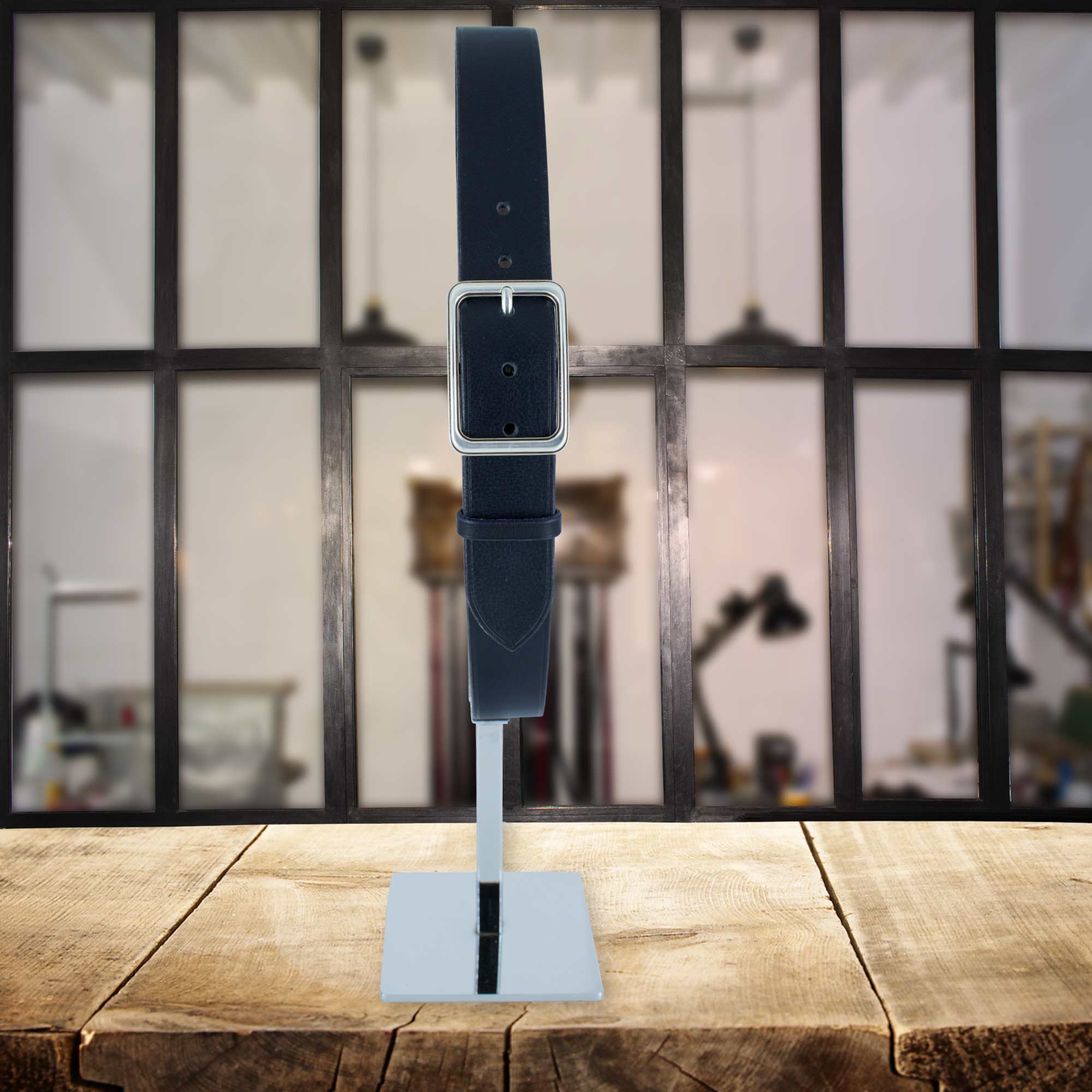 Ceinture cuir prado bleu marine