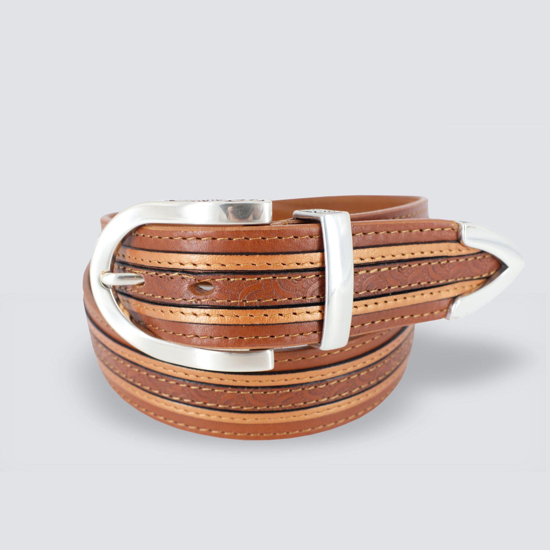 ceinture cuir Arlésienne london enroulée fond gris