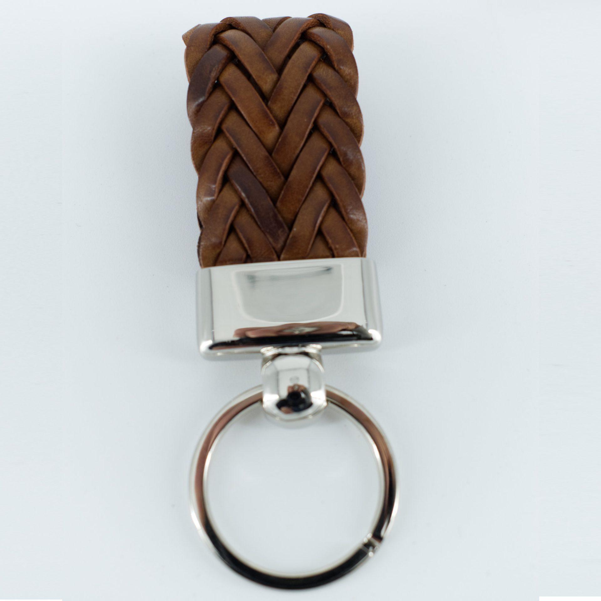 porte-cles-cuir-tresse-cognac-2 Porte-clés en cuir tresse cognac