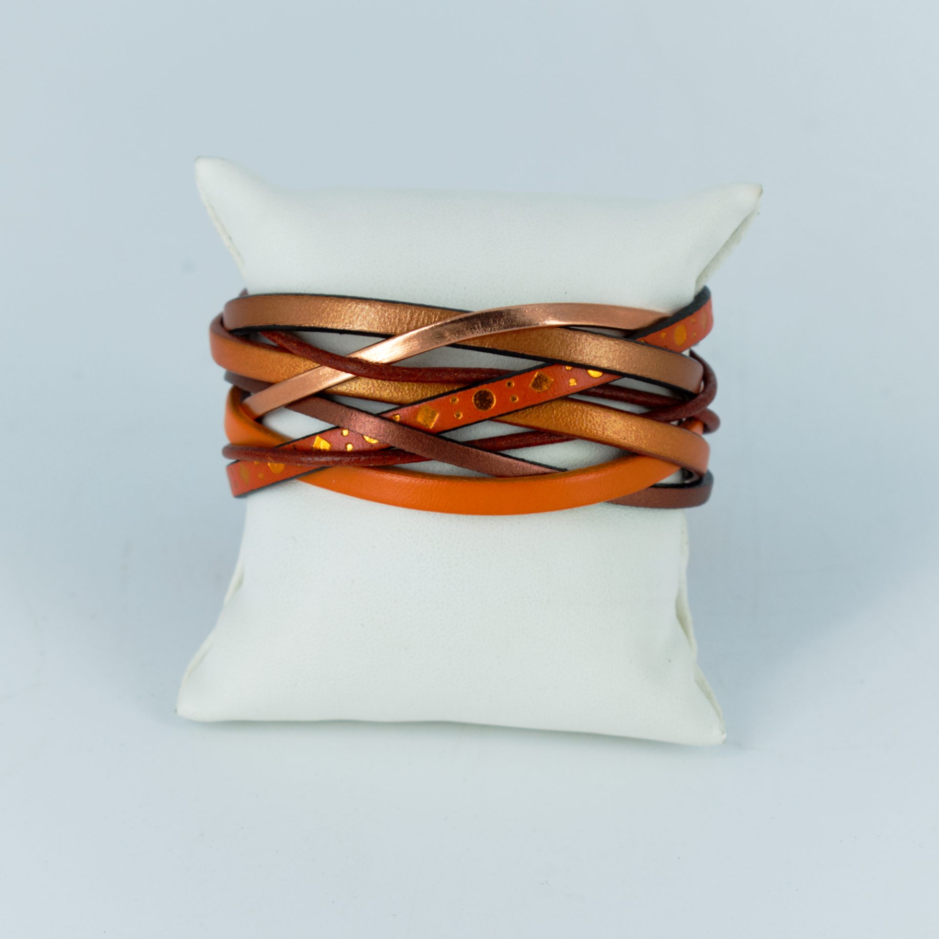 Bracelet cuir Entrelas Rumba orange irisé