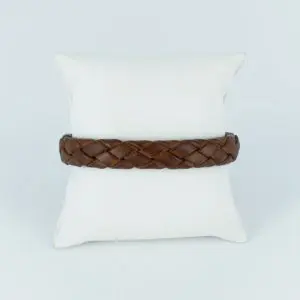 Bracelet cuir tressé ovale marron