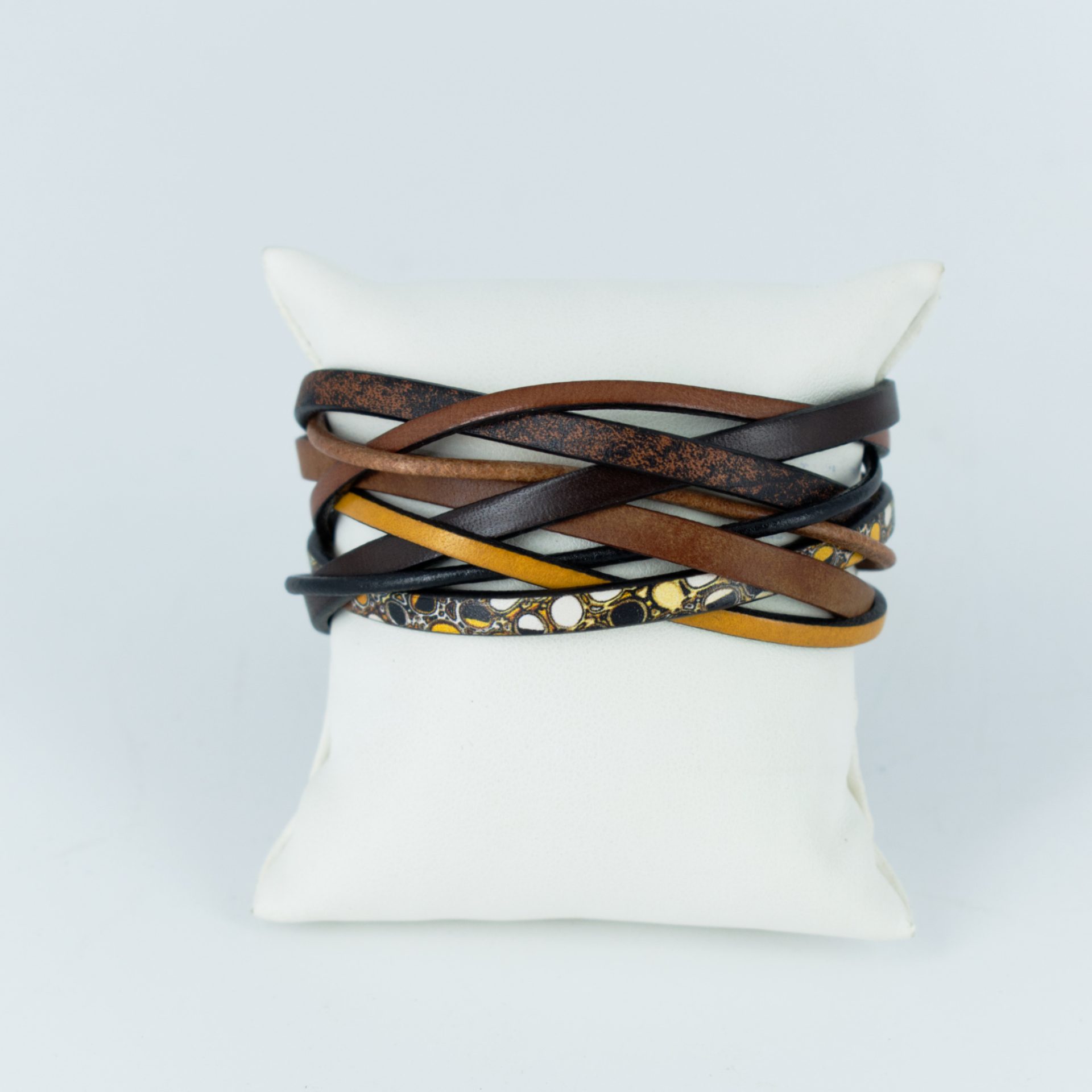 Bracelet cuir entrelas Galet