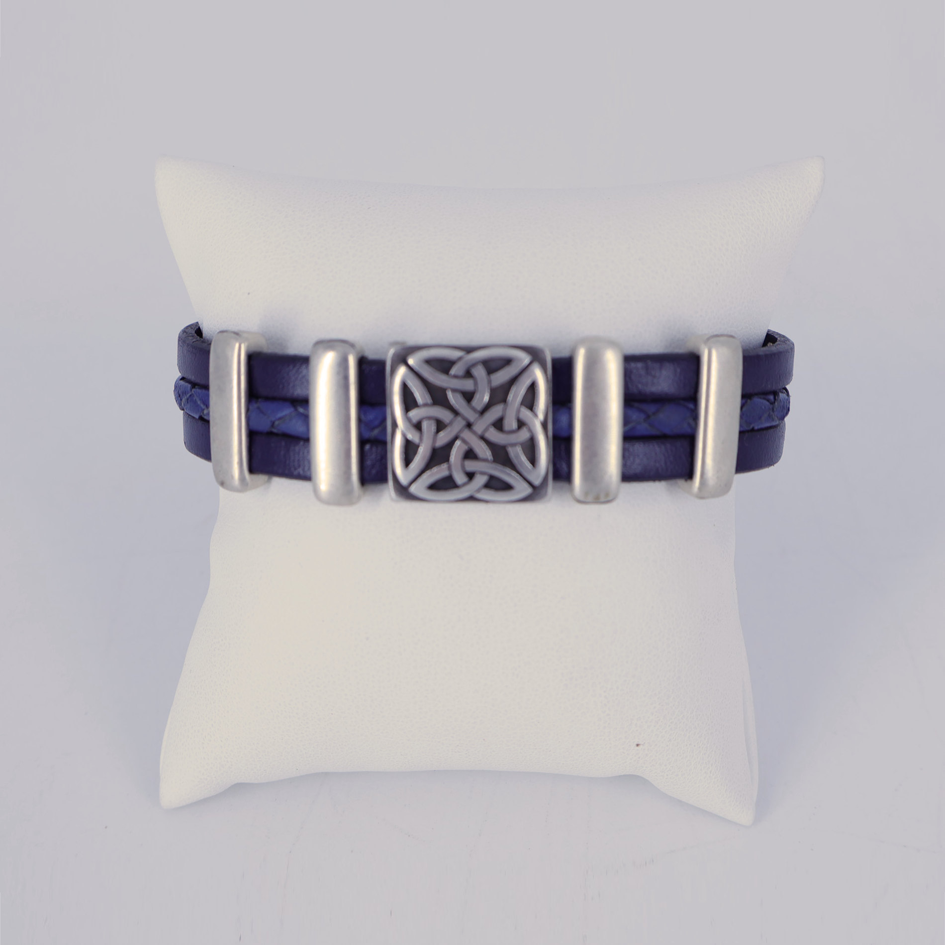 Bracelet cuir Celte bleu