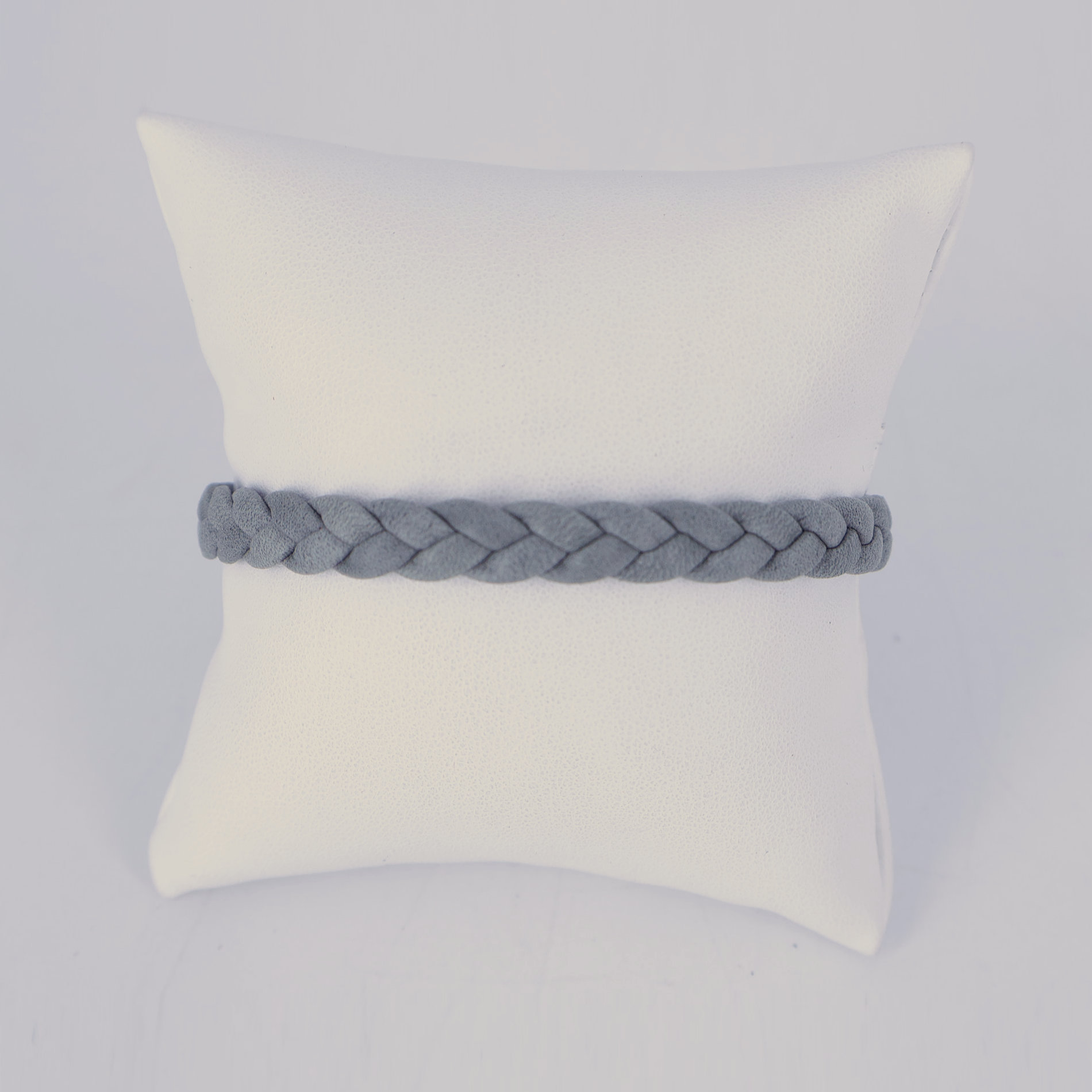 bracelet cuir tresse plate gris