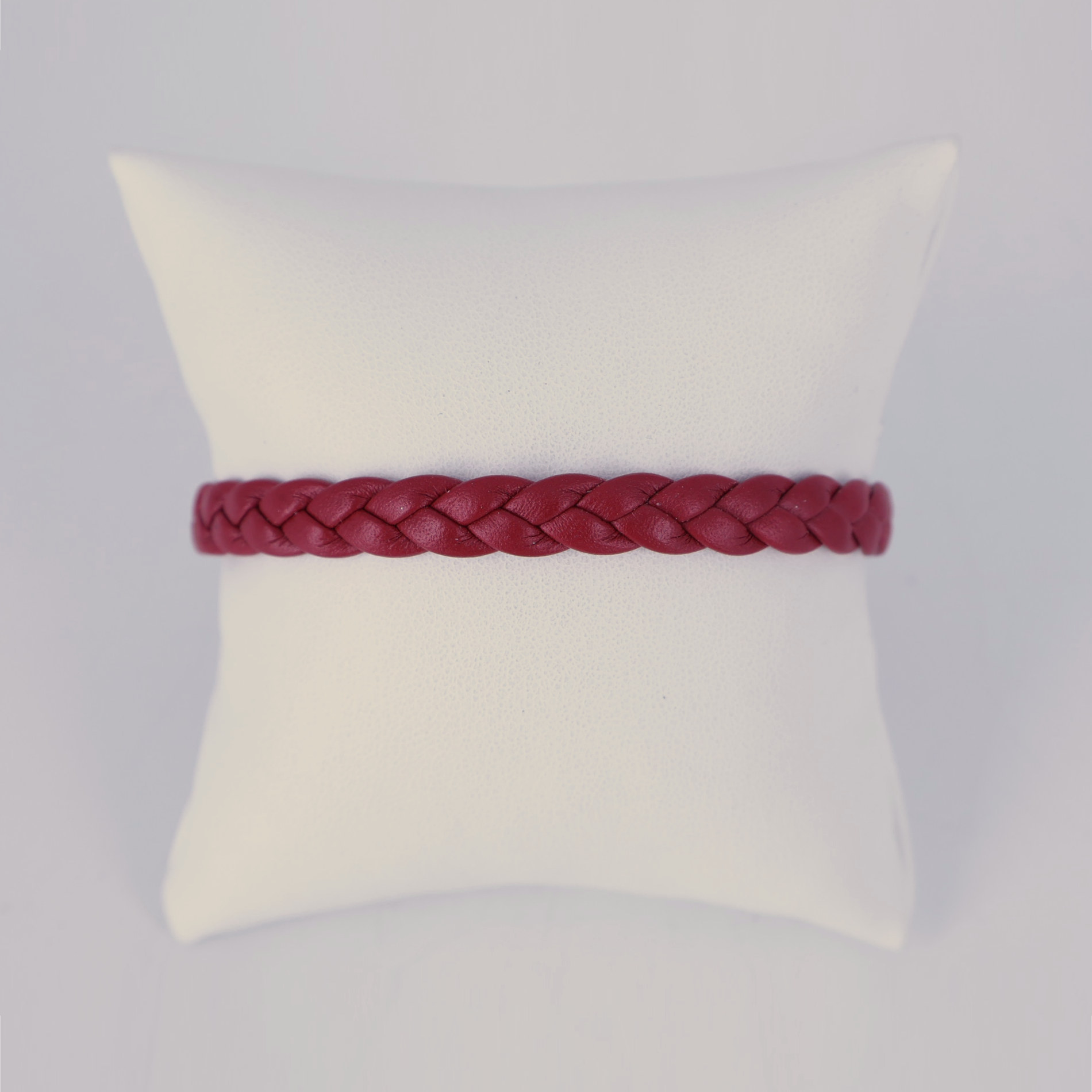 bracelet cuir tresse plate rouge
