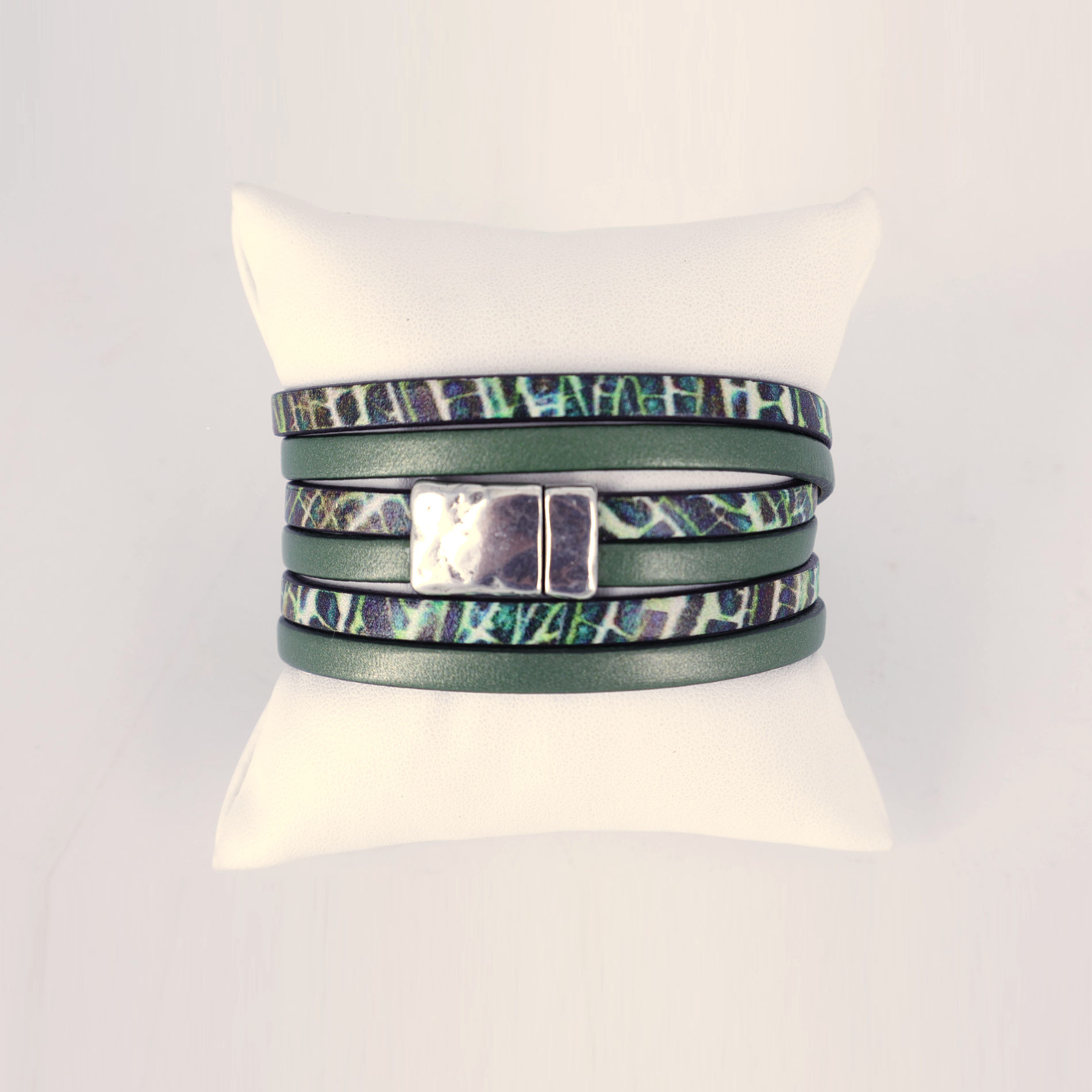 Bracelet cuir 3 tours Amazonie avec fermoir